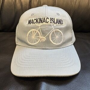 Mackinac Island Baseball Hat Cap Child Size Blue Hook-Loop Strap Bike Kids NEW